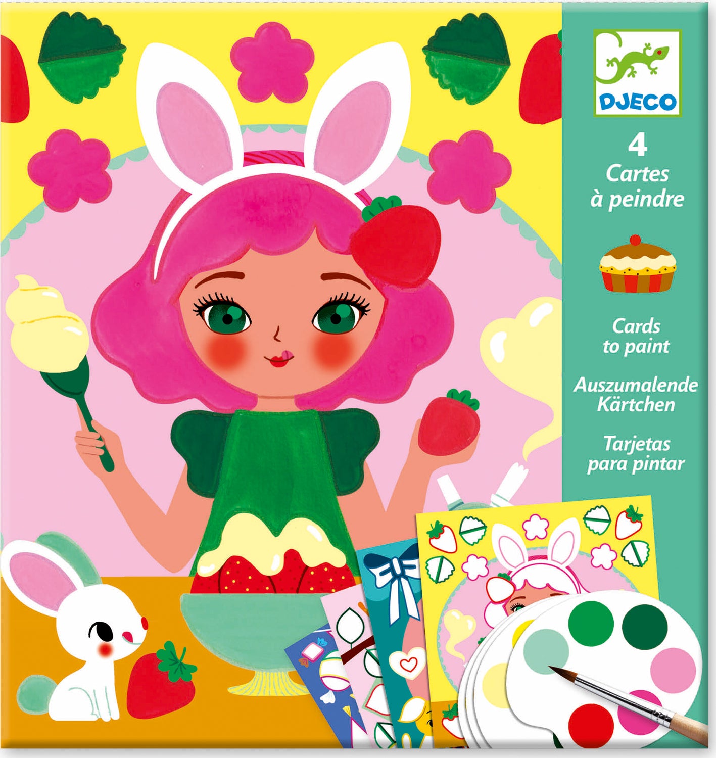 Djeco Snack Time Surprise Watercolor Painting Cards Activity Set