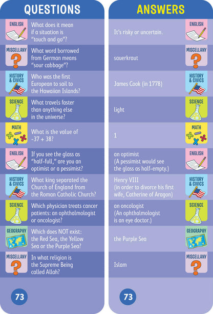 Brain Quest 7th Grade Smart Cards Revised 4th Edition