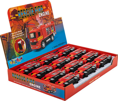 5" Die-cast Pull Back Fire Engine Rescue 12/ Display